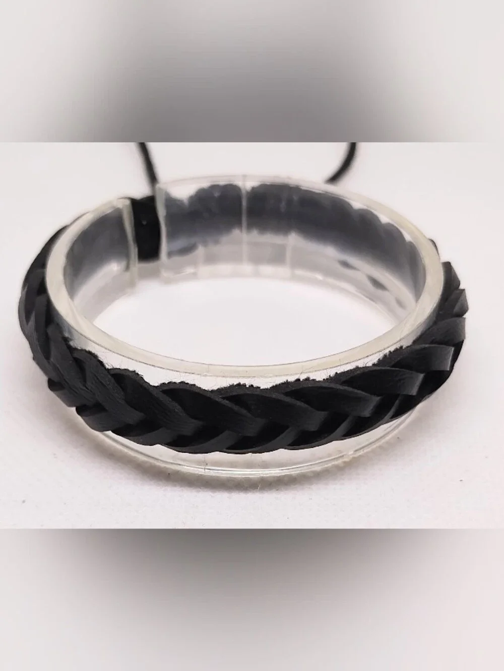 Men's Bracelet Leather Braided Black New Jewelry G27